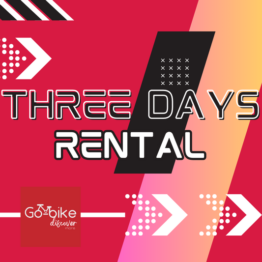 Three days GoBikeSG rental bicycle logo on a red background.