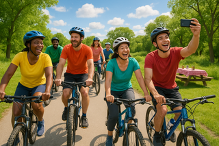 a team fun day cycling