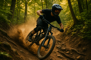Trail Biking down a hill